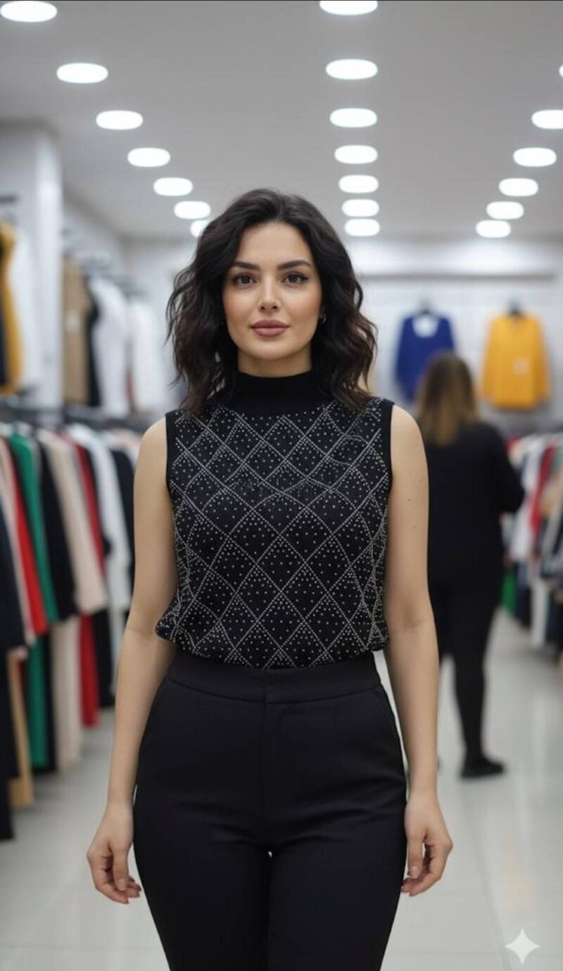 تاپ نگین کار شده طرح 1 - Image 1